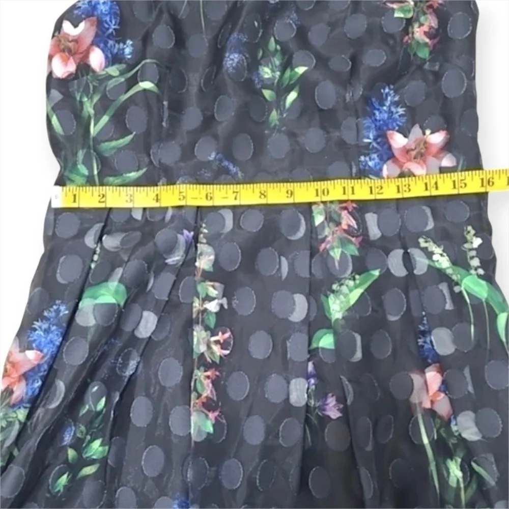 Derhy K Black Polka Dot Floral Sleeveless Party Dress Girls Size Large